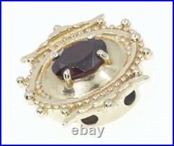 14K Or Jaune Ancienne Victoria Diapositive Bracelet Charme Rhodolite Grenat Ovale Large
