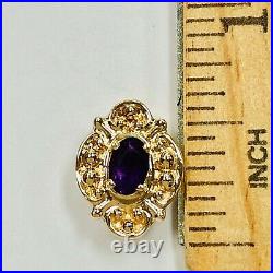14K Yellow Gold Old Victoria CHARM SLIDE, with 6X4 mm OVAL AMETHYST