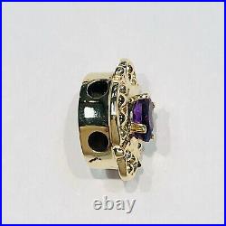 14K Yellow Gold Old Victoria CHARM SLIDE, with 6X4 mm OVAL AMETHYST