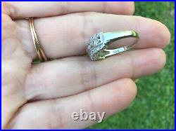 14k White Gold Antique Old Mine Cut Diamonds Band Ring Size 5