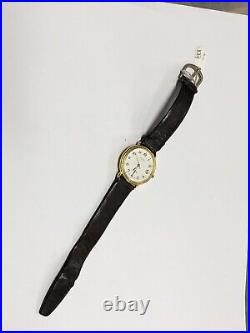 18k or Jaune Genève Quartz Swiss made watch Cuir Bandes (GS)