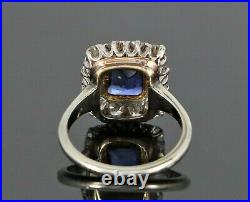 $2,950 14K Blanc Or Rose Bleu émeraude saphir old Miner Diamond Cocktail Ring