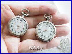 2 Montres Gousset Ancien Art Nouveau Antique Silver Pocket Watches