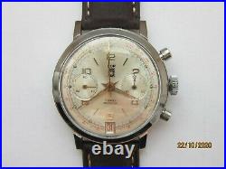 ANCIEN chronographe Suisse POP Acier calibre LANDERON 187. TBE 1950