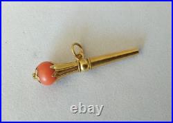 ANCIENNE CLÉ DE MONTRE A GOUSSET OR 18K CORAIL XIXe Napoléon III 18 carats