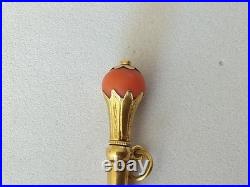 ANCIENNE CLÉ DE MONTRE A GOUSSET OR 18K CORAIL XIXe Napoléon III 18 carats
