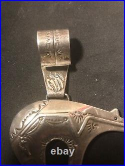 ANTIQUE OLD Pawn Hopi Native American Indian Sterling silver Bear Collier fantastique Outillage