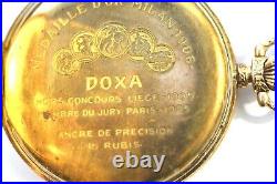 Ancien Doxa Poche Montre 14k Or 48.8mm 16 Bijou Runnng Et Tenue Temps