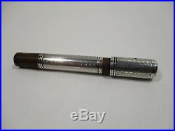 Ancien Stylo Plume Unic Retractable En Argent Et Ebonite Plume Or Fountain Pen