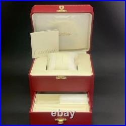 Ancien boîtier de montre Cartier vide rangement bijoux deux niveaux rouge