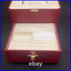Ancien boîtier de montre Cartier vide rangement bijoux deux niveaux rouge