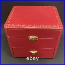 Ancien boîtier de montre Cartier vide rangement bijoux deux niveaux rouge