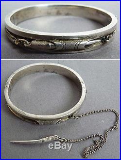 Ancien bracelet de métier en argent massif 19e siècle silver orfèvre LP