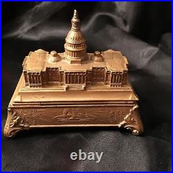 Ancien cercueil à bijoux en émail doré or des États-Unis boîte à boissons Jennings frères