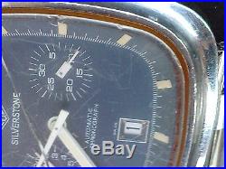 Ancien chronographe montre vintage SILVERSTONE TAG HEUER watch chronograph blue