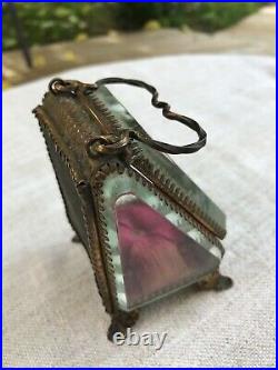 Ancien coffret a bijoux montre a gousset. Napoléon III. Verre biseaute et laiton