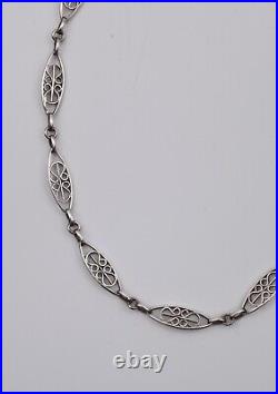 Ancien collier sautoir ou chaine de montre en argent filigrané