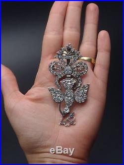 Ancien grand pendentif Saint Esprit argent massif et strass bijou Normand XIXe