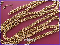 Ancien long collier maille jaseron double OR 18 K 750 /1000 84 CM
