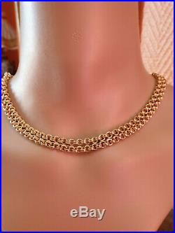 Ancien long collier maille jaseron double OR 18 K 750 /1000 84 CM
