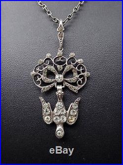 Ancien pendentif Saint Esprit en argent massif et strass bijou regional XIXe