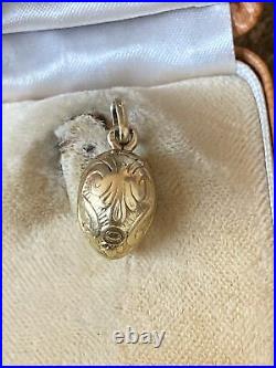 Ancien pendentif oeuf Fabergé 1900 art nouveau porte photo OR jaune 18K 750
