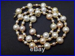 Ancien très beau collier de perles de culture et or 18k