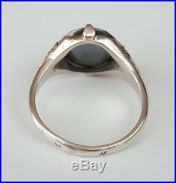 Ancienne Bague Argent Massif Hématite Taille 55 / 56 Antique Silver Ring Silber