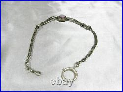 Ancienne Chaine De Montre Gousset Argent Massif Agate Bijoux Jewels Silver