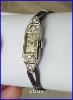 Ancienne Montre Art Déco Juvenia Platine 950 Diamants 0.60 Carats 1930