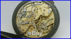 Ancienne Montre Gousset Chronographe Fonctionne Acier Noirci Old Vintage Watch