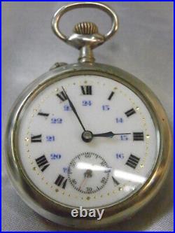 Ancienne Montre Gousset Systeme Double Affichage 24 H Bijoux Jewel Pocket Watch