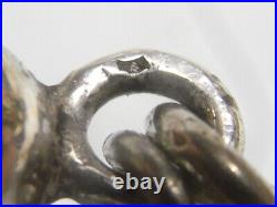 Ancienne Rare Chaine De Montre Gousset Argent Massif Émaille Bijoux Jewel