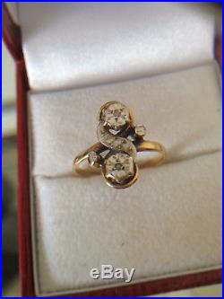 Ancienne bague or 18 carats, diamants, début du XXème siècle