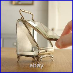 Ancienne boite à bijoux cristal laiton Paris France années 1890 boîtier