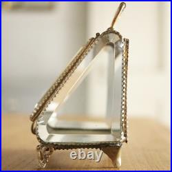 Ancienne boite à bijoux cristal laiton Paris France années 1890 boîtier