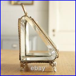 Ancienne boite à bijoux cristal laiton Paris France années 1890 boîtier