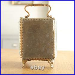 Ancienne boite à bijoux cristal laiton Paris France années 1890 boîtier