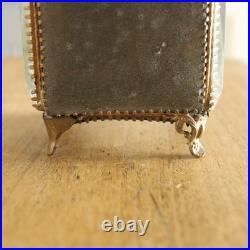 Ancienne boite à bijoux cristal laiton Paris France années 1890 boîtier