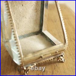 Ancienne boite à bijoux cristal laiton Paris France années 1890 boîtier