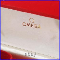 Ancienne boîte de montre rouge vide Omega boîtier rangement rogo bijoux