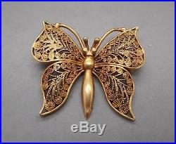 Ancienne broche papillon en or 18 carats