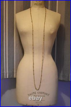 Ancienne chaîne de montre sautoir en métal doré fermoir dorure mercure 146 cm