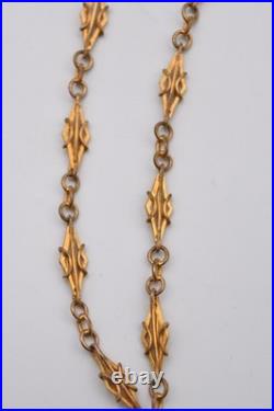 Ancienne chaîne de montre sautoir en métal doré fermoir dorure mercure 146 cm