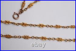 Ancienne chaîne de montre sautoir en métal doré fermoir dorure mercure 146 cm