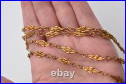 Ancienne chaîne de montre sautoir en métal doré fermoir dorure mercure 146 cm