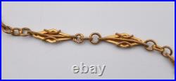 Ancienne chaîne de montre sautoir en métal doré fermoir dorure mercure 146 cm