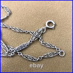 Ancienne chatelaine / chaine de montre à gousset argent massif filigrané Bijoux