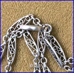 Ancienne chatelaine / chaine de montre à gousset argent massif filigrané Bijoux Ancienne chatelaine / chaine de montre à gousset argent massif filigrané Bijoux