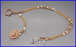 Ancienne chatelaine en or 18 carats pour montre à gousset
